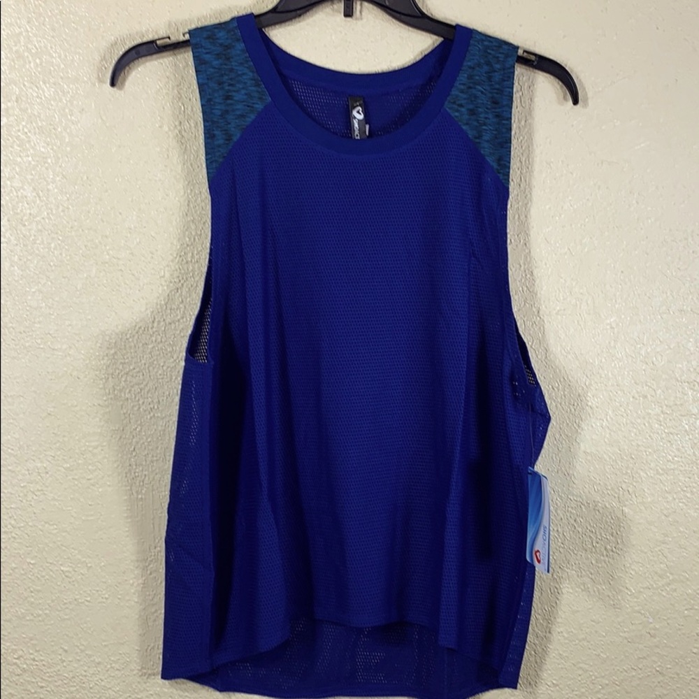 Tank Top Activewear M Dark Blue Mesh ShoActive Pullover Stretchy
